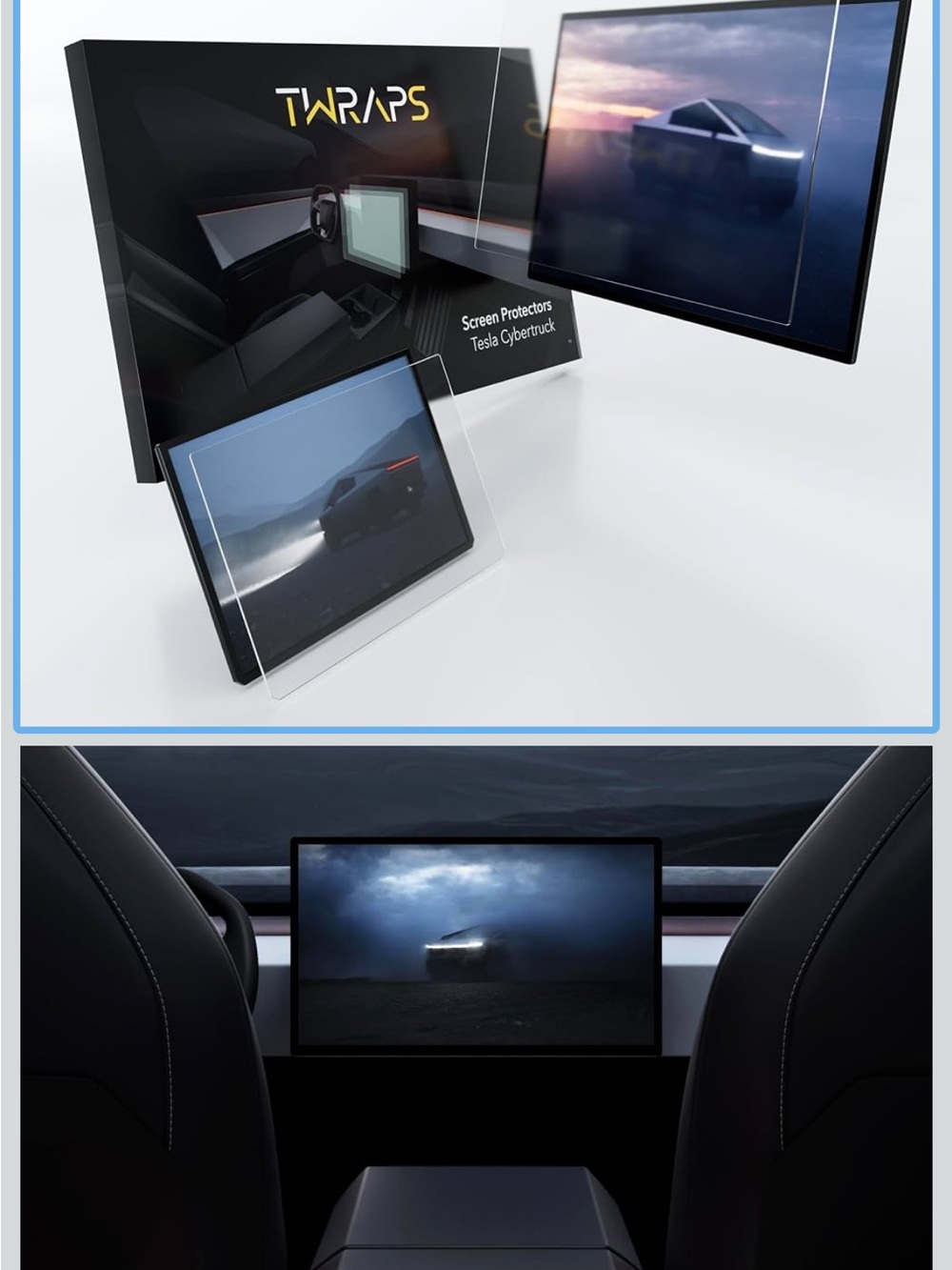 Black Screen Protector for Tesla Cybertruck In-Mirror Display